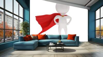 3d man - brave superhero with red cloak Wall mural