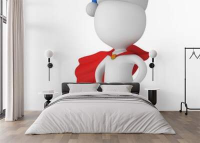 3d man - brave superhero with santa claus hat Wall mural