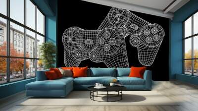 Game controller or gamepad for videogames. Wireframe low poly mesh vector illustration. Wall mural