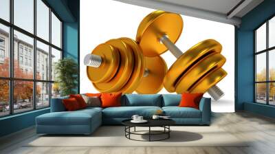 Gold Dumbbells Wall mural