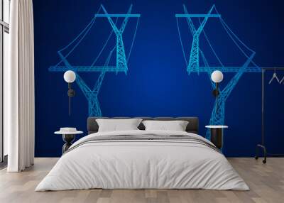 Power transmission tower high voltage pylon wireframe Wall mural