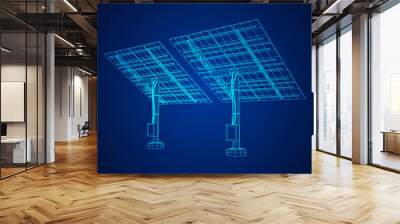 Solar energy panel. Wireframe low poly mesh vector illustration Wall mural