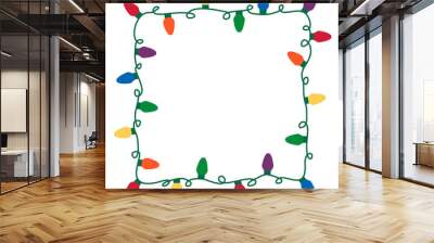 Christmas lights vector border Wall mural