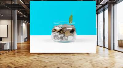 Business concept, saving planning with coins in glass jar Wall mural