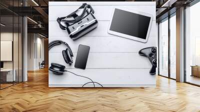 gamer workspace concept, top view Wall mural