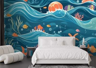 background patterns use simple playful patterns like bubbles waves or underwater scenes. Wall mural