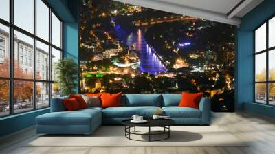 Old Tbilisi city night panoramic view Wall mural