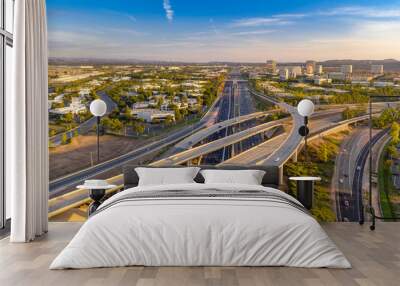 aerial view above a freeway in orange county, california on a sunny day Wall mural