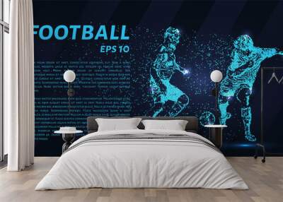 Football players fighting for ball. Particle football. Wall mural