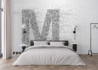 Letter M from the particles. The letter M consists of circles and points. Vector illustration Wall mural