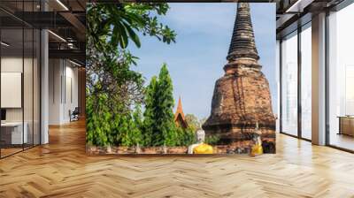 Wat Yai Chai Mongkhon is a at Historical Park at Ayutthaya., Thailand. Wall mural