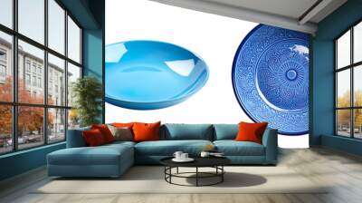 Collection set of blue dish isolated on transparent background Wall mural