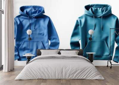 Collection set of blue hoodie isolated on transparent background Wall mural