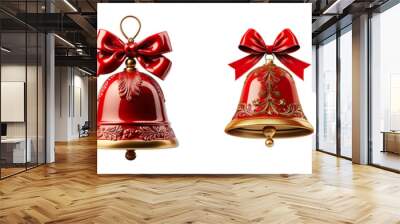 Collection set of christmas bell isolated on transparent background Wall mural