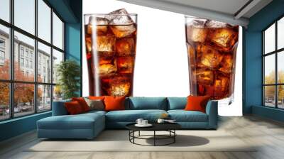 Collection set of glasses of cola drink isolated on transparent background Wall mural