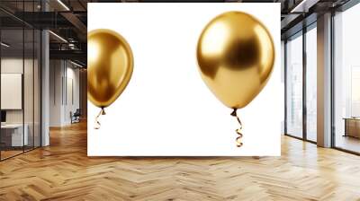 Collection set of gold balloons isolated on transparent background Wall mural