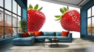 Collection set of strawberries isolated on transparent background Wall mural