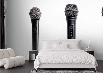 Collection set of wireless microphones isolated on transparent background Wall mural