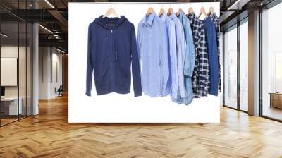 choice of man clothes of different colors on hangers Wall mural