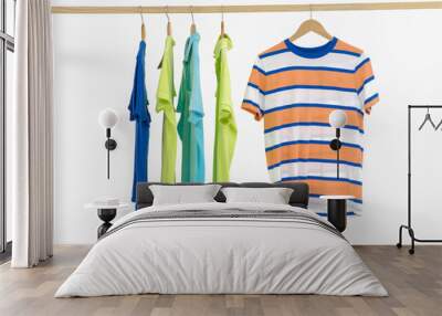 Set of men's different shirt on hanger Wall mural