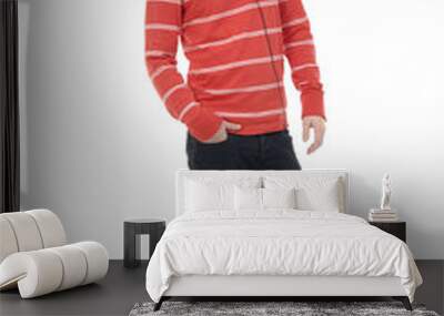 young casual man full body in a white background Wall mural