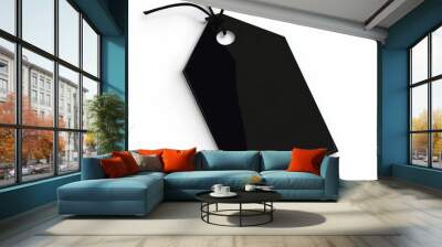 Black tag with string, white isolate background Wall mural