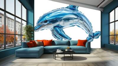 Dolphin-shaped foil balloon, white isolate background Wall mural