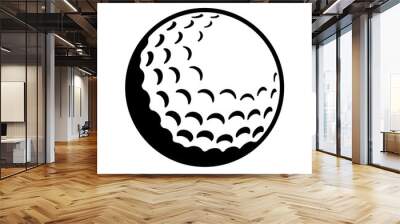 Vector Golf Ball - Black and White Close-up Icon Wall mural