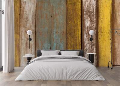 Multi-colored wooden wall Wall mural