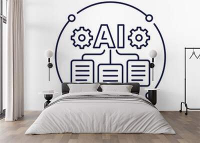 AI for DMS line icon, data management and artificial intelligence Wall mural