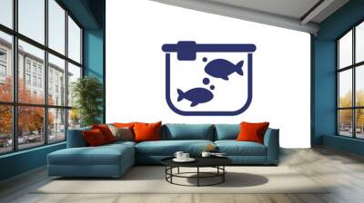 Aquarium with fish icon on white Wall mural