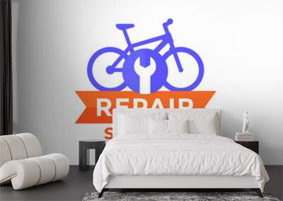 bicycle, bike repair service, vector logo icon Wall mural