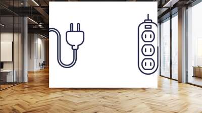 electric plug and power strip line icons, type A socket Wall mural