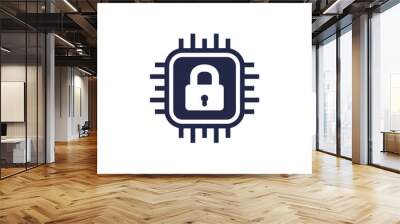 Hardware encryption icon with a chip Wall mural