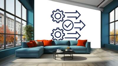 process, operation icon with gears, line vector Wall mural