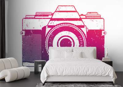 Retro camera vector, old analog slr over white Wall mural