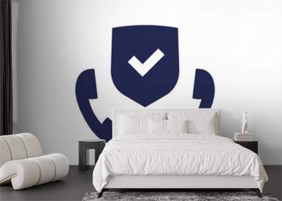 Secure phone call icon on white Wall mural