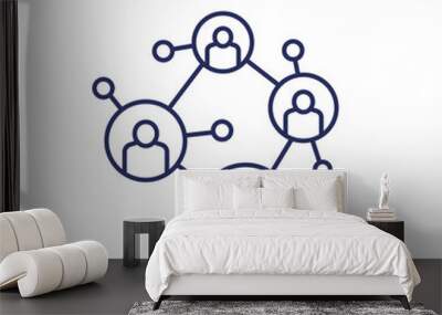 social network, connecting people line icon Wall mural