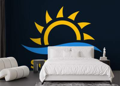 sun and wave logo element Wall mural