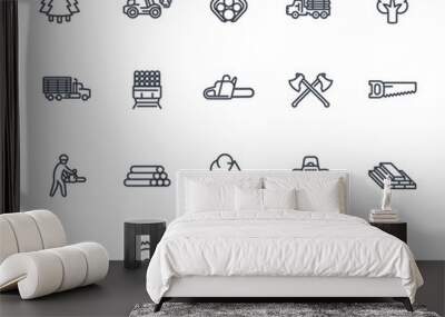 timber industry icons on white Wall mural