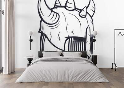 warrior helmet with horns isolated on white, vector illustration Wall mural