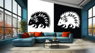 Bold Porcupine Silhouette. Striking Animal Icon Vector Design Wall mural