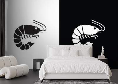 Shrimp and Prawn icon vector, filled flat sign, solid pictogram isolated on white black background Wall mural