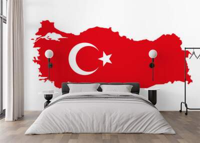 vector illustration of turkey flag and map Wall mural