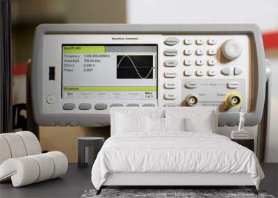 Modern digital measuring instruments. Multimeter equipment. Abstract industrial background. Waveform generator Wall mural