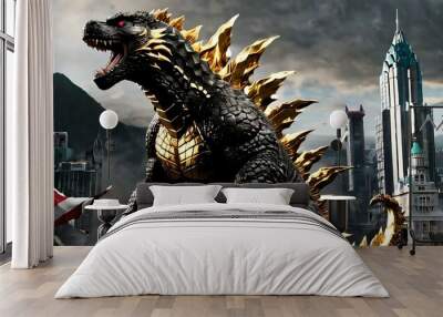 gold godzilla Wall mural