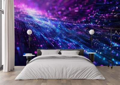 Abstract digital matrix with pulsating data nodes Wall mural