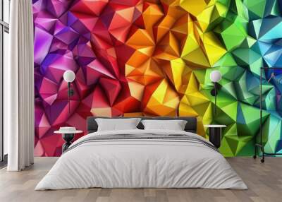 Abstract polygonal background with a burst of colorful facets Wall mural