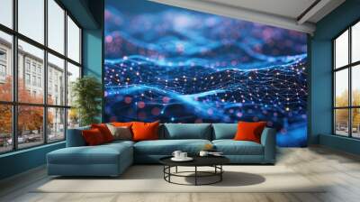 Digital future with interconnected nodes and lines Wall mural