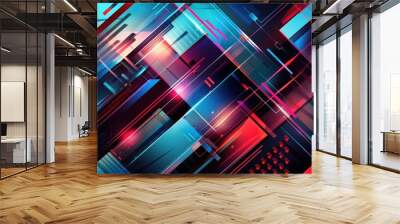 Futuristic geometric illustration with sharp angles and neon lights Wall mural